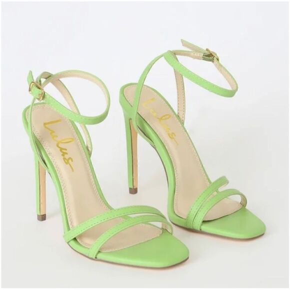 New Lulus Lianya Green Ankle Strappy Wrap Stiletto Shoes Size 7 - Picture 2 of 11